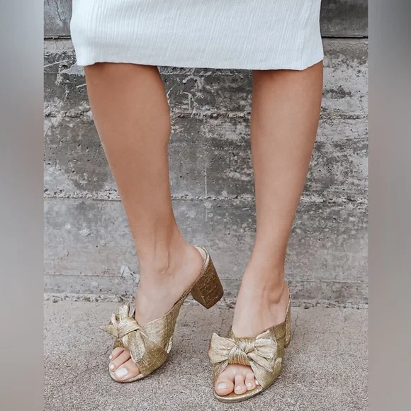 Lulu's Gold Knotted High Heeled Sandals with Bow Detail - Picture 4 of 8